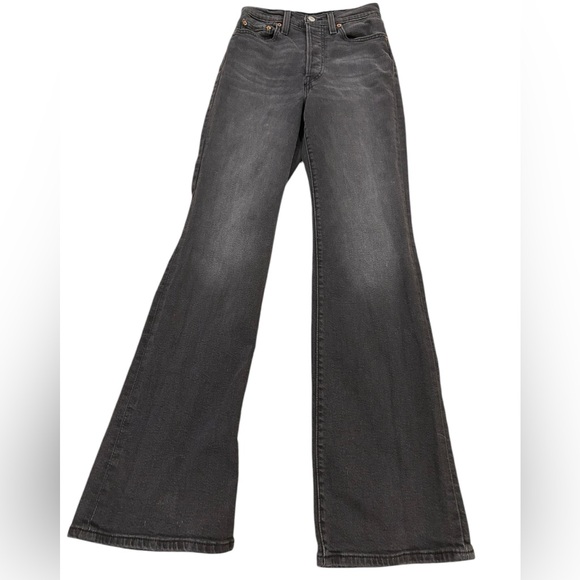 Levi's Denim - Levi’s Ribcage Bootcut Black Flared Jeans High Waist